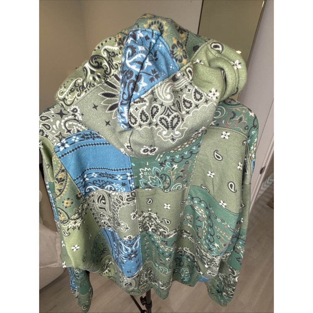 AVIATOR NATION-BANDANA QUILTED Relaxed ZIip Hoodie-Blue-Unisex Medium-Washed 1 x - Picture 14 of 14